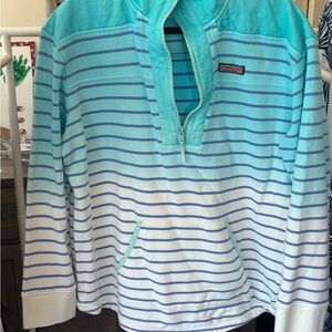 Vineyard Vines Aqua and Blue Striped Top